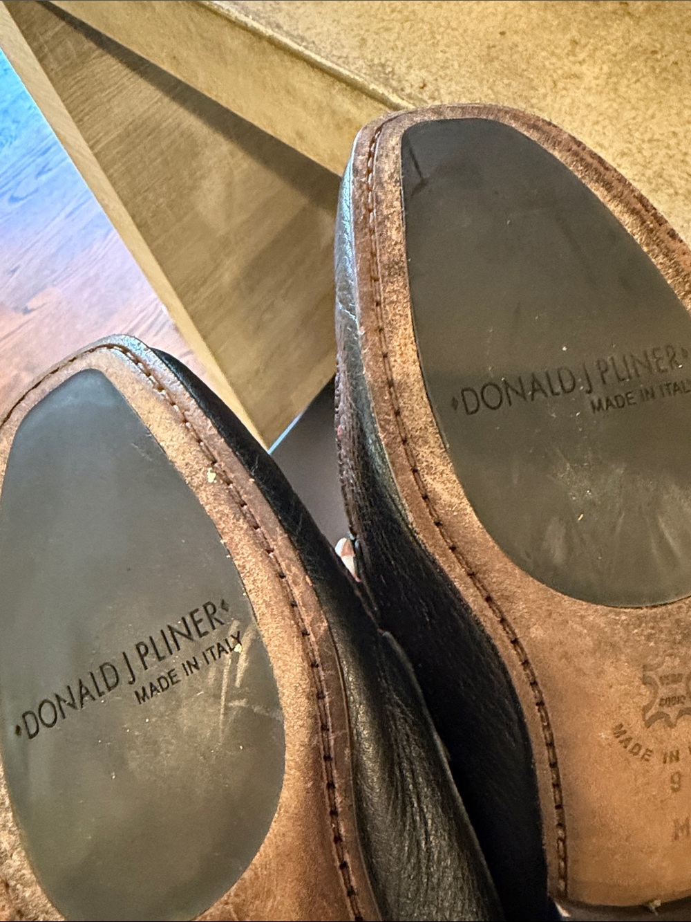 Donald J. Pliner Black Leather Bit Loafers with Red Stitching - Picture 2 of 2